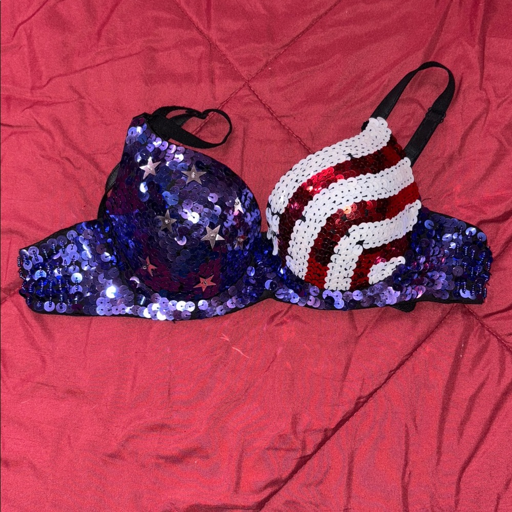 Lydia bedazzled sequin American flag bra